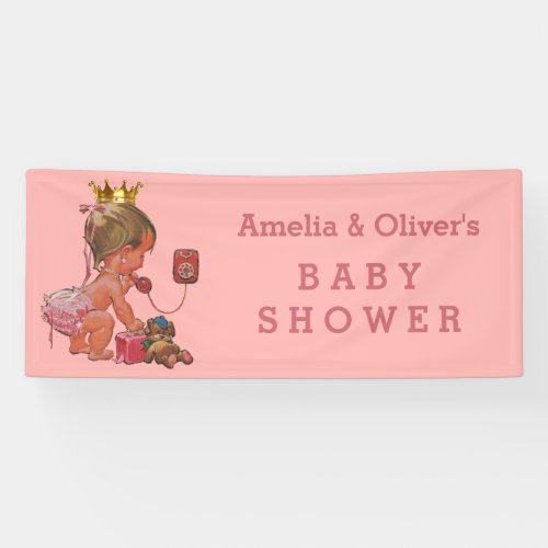 Little Princess on Phone Personalized Baby Shower Banner