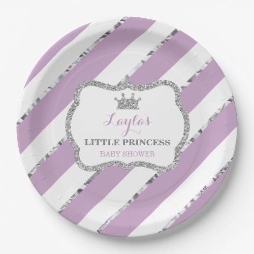 Little Princess Paper Plate Purple Silver Paper Plates