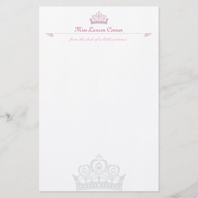 Little Princess Personalised Note-paper Stationery (Front)