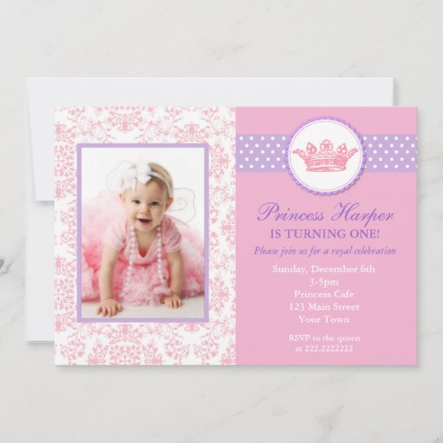 Little Princess Photo Birthday Invitations