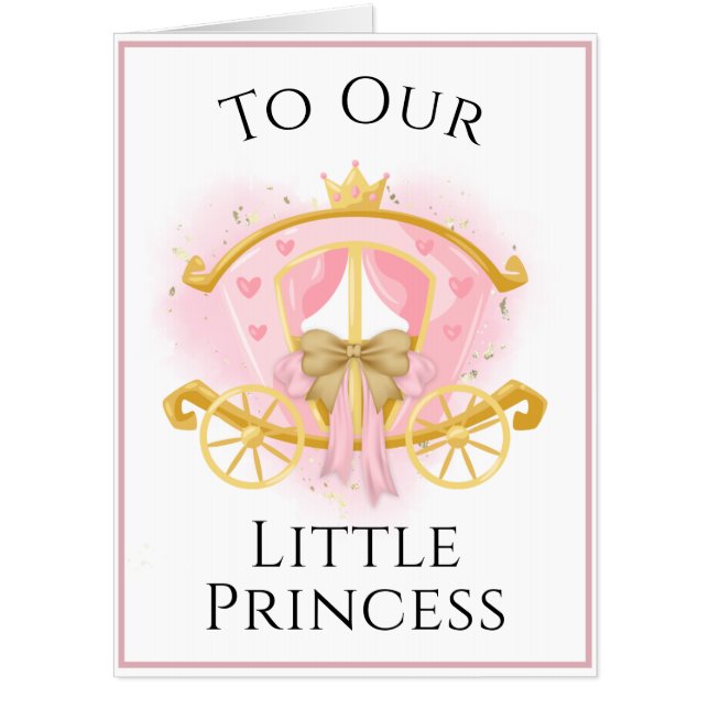 Little Princess Pink and Gold Birthday Card (Front)