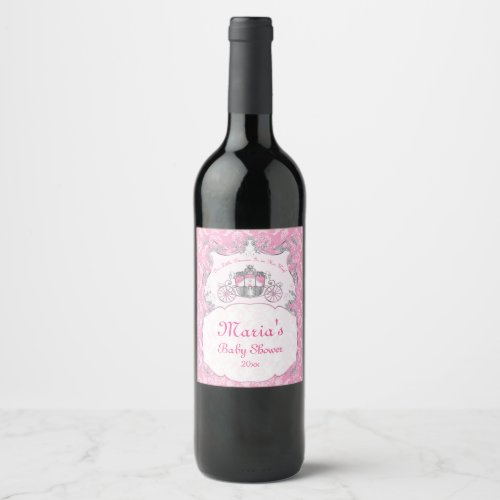 Little Princess Pink Baby Shower Wine Label