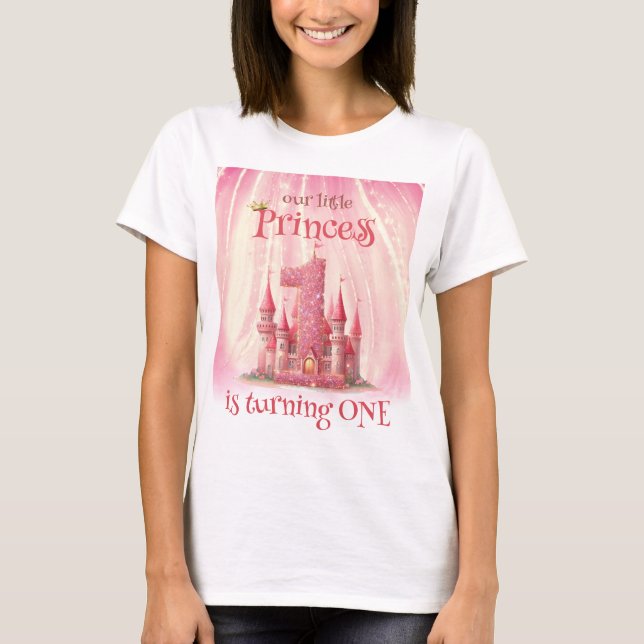 Little Princess Pink Castle 1st Birthday T-Shirt (Front)
