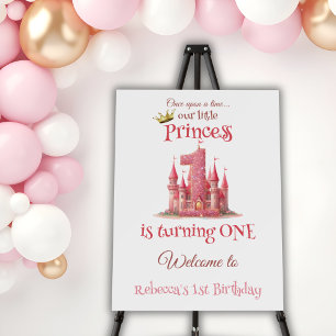 Little Princess Pink Castle 1st Birthday Welcome Foam Board