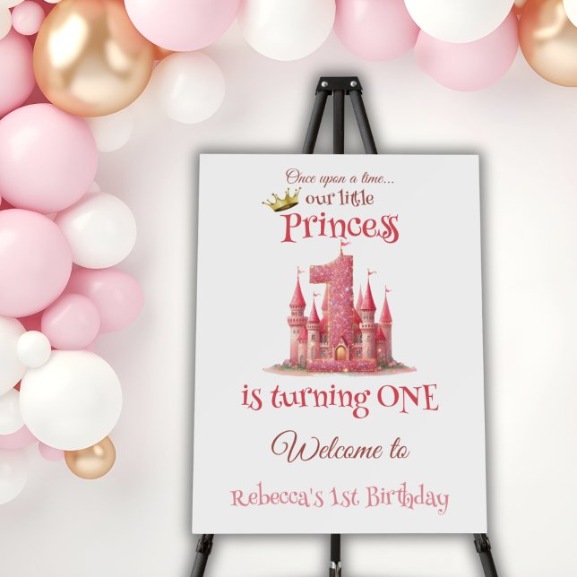 Little Princess Pink Castle 1st Birthday Welcome Foam Board (Creator Uploaded)