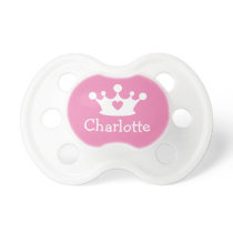 Little Princess Pink Custom Monogram Crown Pacifier