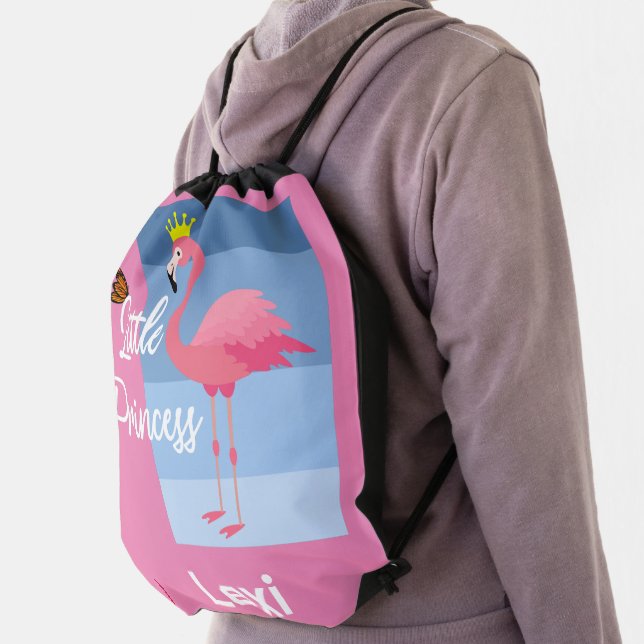 Little Princess Pink Flamingo Design - Drawstring  Bag (Insitu)