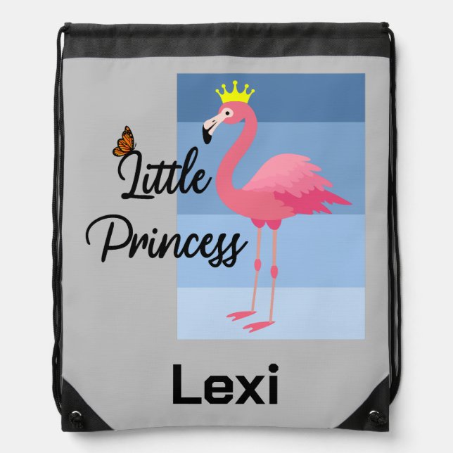 Little Princess Pink Flamingo Design - Drawstring  Bag (Front)