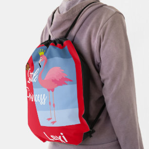 Little Princess Pink Flamingo Design - Drawstring Bag