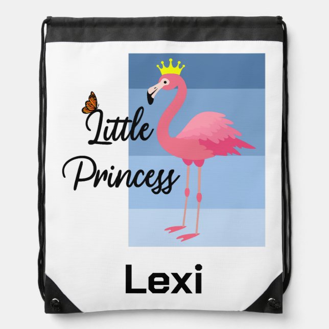 Little Princess Pink Flamingo Design - Drawstring  Bag (Front)