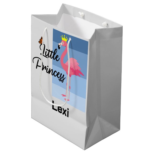Little Princess Pink Flamingo Design - Gift Bag -  (Front Angled)