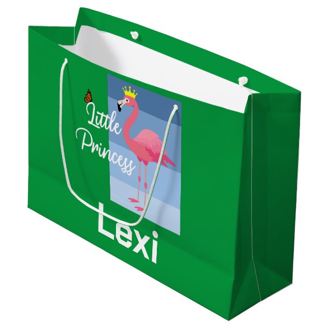 Little Princess Pink Flamingo Design - Gift Bag  (Front Angled)