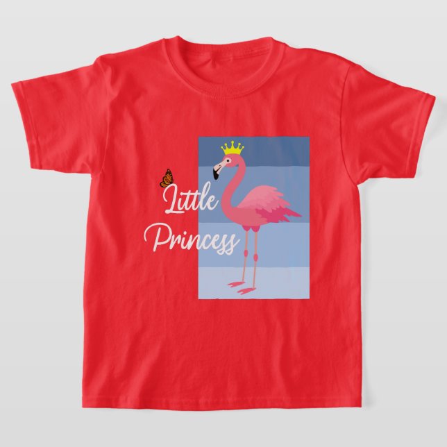 Little Princess Pink Flamingo Design - Girls' Basi T-Shirt (Laydown)