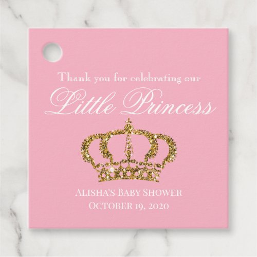Little Princess Pink Gold Baby Shower Thank You Favor Tags
