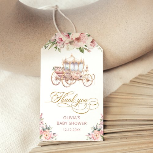 Little Princess Pink  Gold Baby Shower Thank You Gift Tags