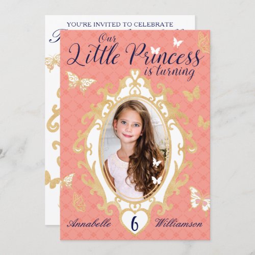 Little Princess Pink  Gold Birthday Invitation