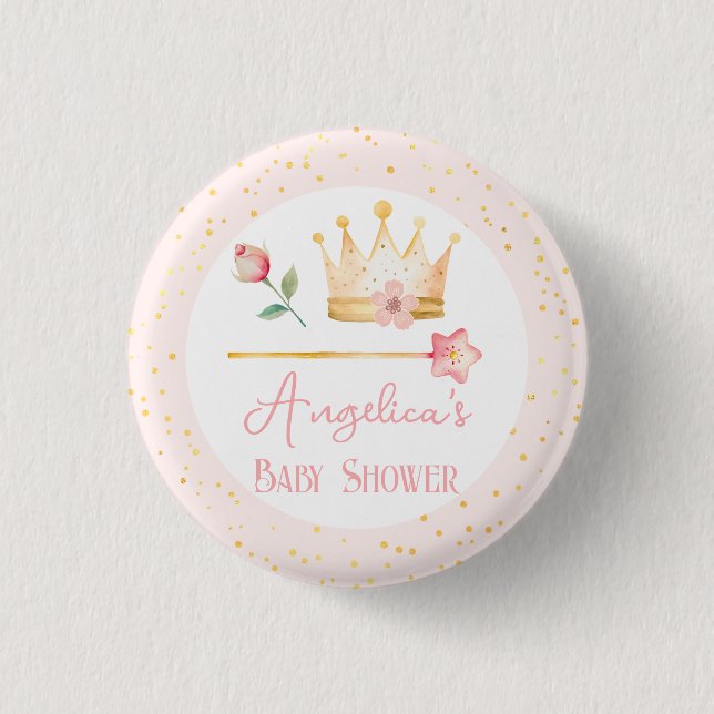 Little Princess Pink Royal Baby Shower Button (Front)