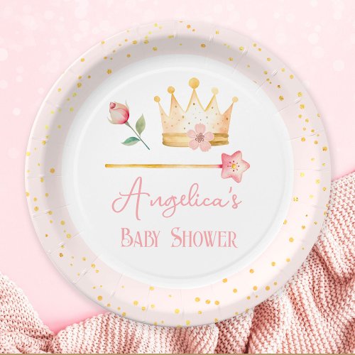 Little Princess Pink Royal Baby Shower Paper Plates