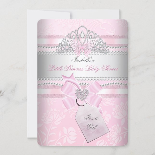 Little Princess Pretty Baby Shower Girl Butterfly Invitation (Front)