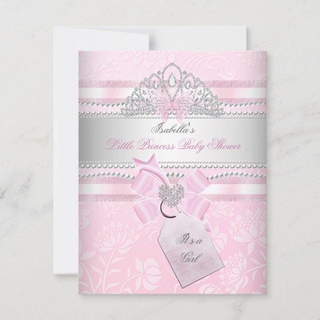 Little Princess Pretty Baby Shower Girl Butterfly Invitation (Front)