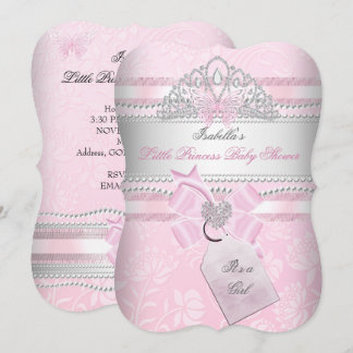 Little Princess Pretty Baby Shower Girl Butterfly Invitation