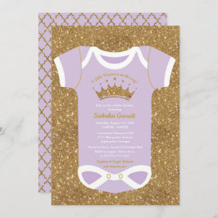 Little Princess Purple Gold Baby Shower Invitation