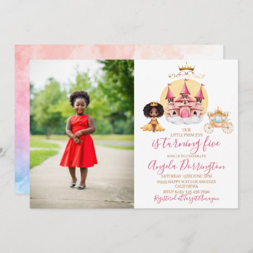 Little princess royal celebration 5 watercolor invitation