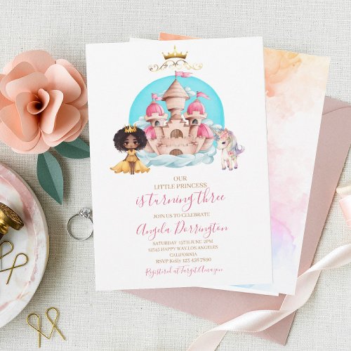 Little princess royal celebration watercolor invit invitation