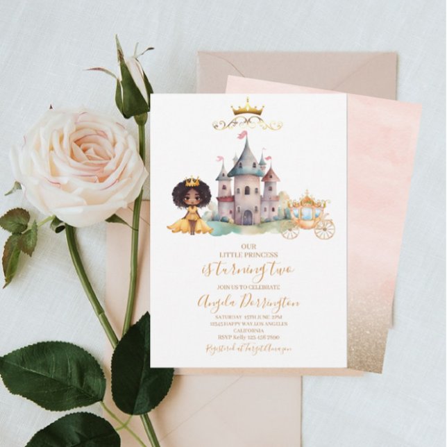 Little princess royal celebration watercolor invitation (Creator Uploaded)