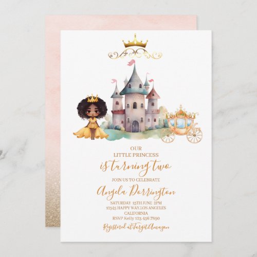 Little princess royal celebration watercolor invitation