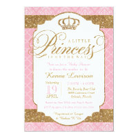 Little Princess Royal Pink and Gold Baby Shower Card