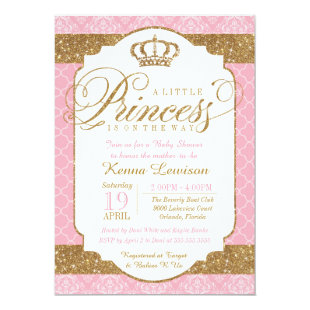 Little Princess Royal Pink and Gold Baby Shower Card