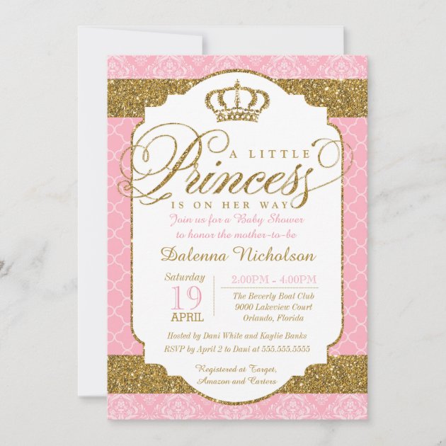 Princess baby shower invitation sales wording