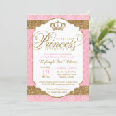 Little Princess Royal Pink and Gold Birthday Invitation (Standing Front)