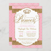 Little Princess Royal Pink and Gold Birthday Invitation (Front/Back)