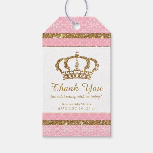 Little Princess Royal Pink Gold Favor Tag