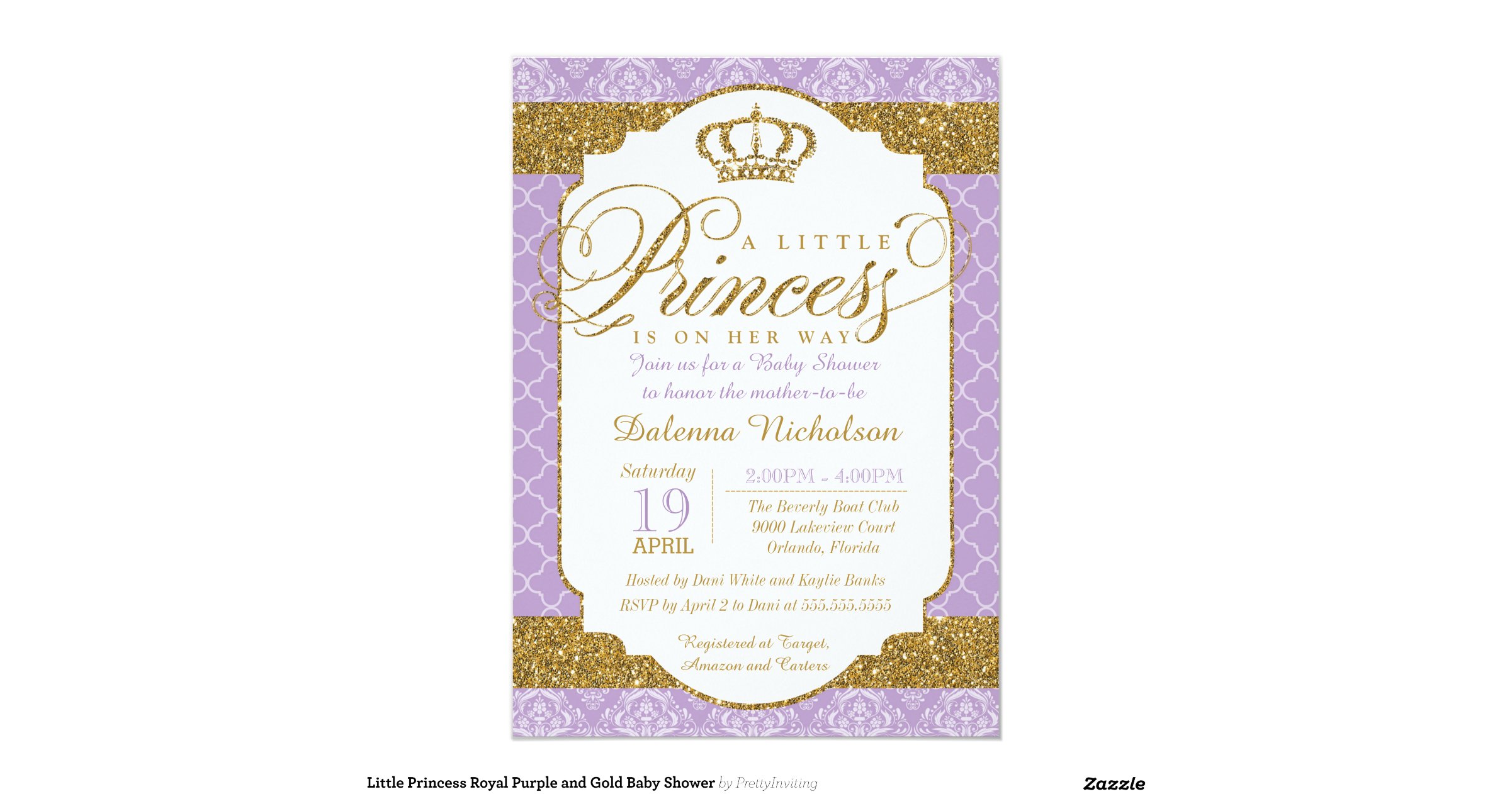 Purple And Gold Royal Baby Shower Invitations 4