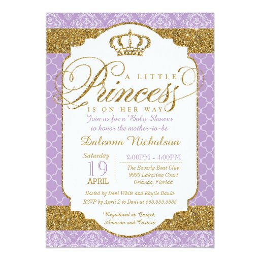 Purple And Gold Royal Baby Shower Invitations 2