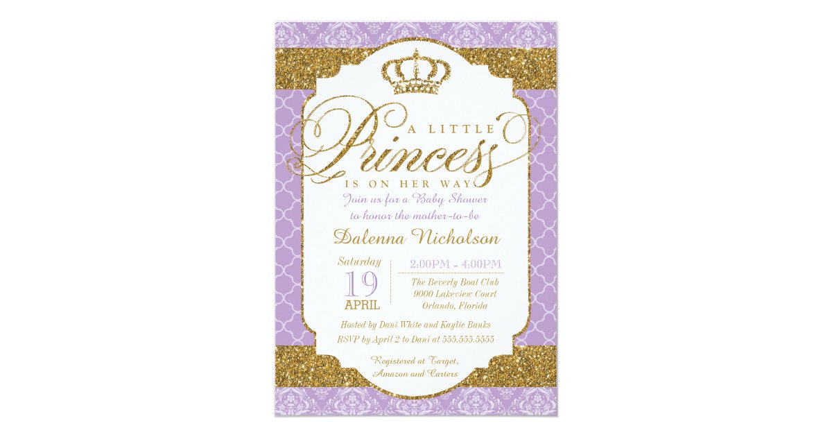 Purple And Gold Baby Shower Invitations 6