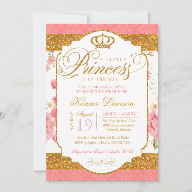 Little Princess Shabby Chic Floral Baby Shower Invitation (Front)