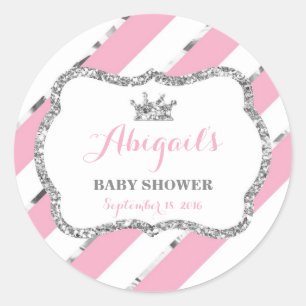 Little Princess Sticker, Pink, Faux Glitter Classic Round Sticker