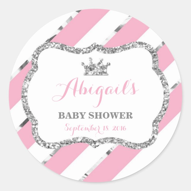 Little Princess Sticker, Pink, Faux Glitter Classic Round Sticker (Front)