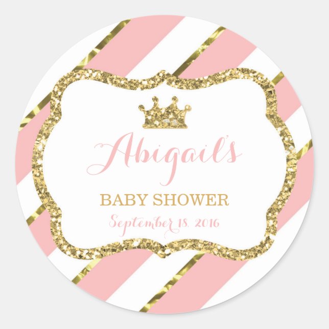 Little Princess Sticker, Pink, Faux Glitter Classic Round Sticker (Front)