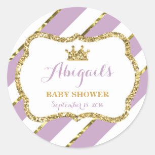 Little Princess Sticker, Purple, Faux Glitter Classic Round Sticker