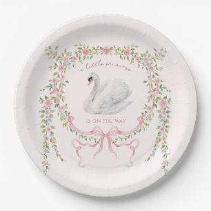 Little Princess Swan Baby Shower Party Paper Plates