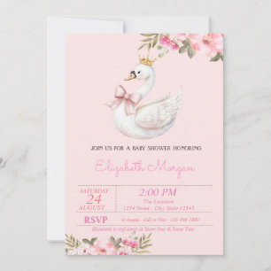 Little Princess, Swan Bow Baby Shower Invitation