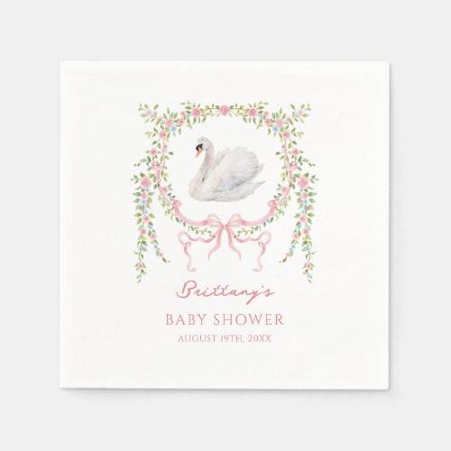 Little Princess Swan Girl Baby Shower Napkins