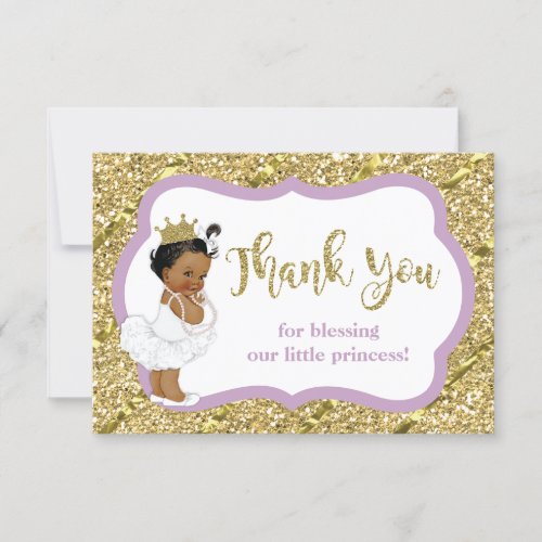 Little Princess Thank You Card Faux Glitter