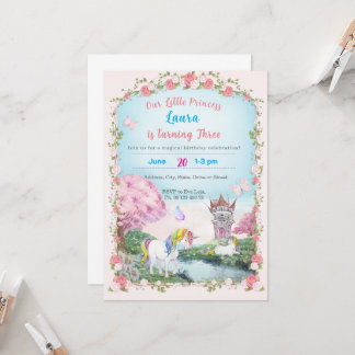Little princess Theme invitaion. Kids party. Invitation