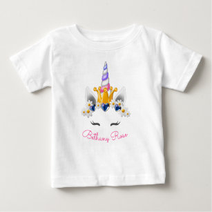 Little Princess Unicorn Crown and Sceptre Flowers Baby T-Shirt
